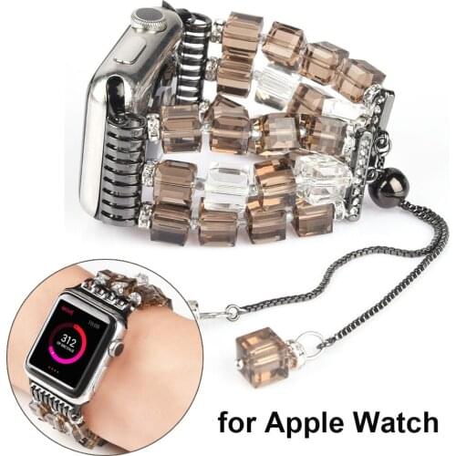 Luxury Bracelet for Apple Watch 42mm 44mm Beaded Strap Replacement for iWatch Band Series SE 6/5/4/3/2/1 Watchbands 38mm 40mm