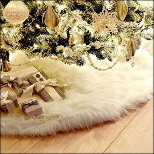 Christmas tree decor Snowflake White Christmas Tree Skirt Fur Skirt For Xmas Decorations Christmas Xmas Tree Decor High Quality