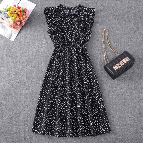 Платья Summer Chiffon Dress Women Elegant Floral Print Ruffle A-Line Casual Fitted 2021 Loose Versatile Dresses