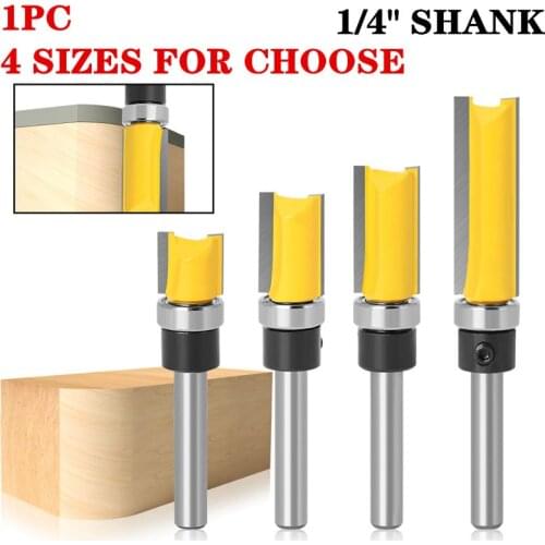 1PC 1/4 Inch Shank Template Trim Hinge Mortising Router Bit With Bearing 6.35mm Shank Trimmer Cleaning Flush Router Bit For Wood