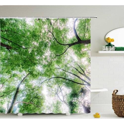 Forest trees printed 3d green Shower Curtain pattern Bathroom shower Waterproof Mildewproof Decor Cortina de bano180x200cm large