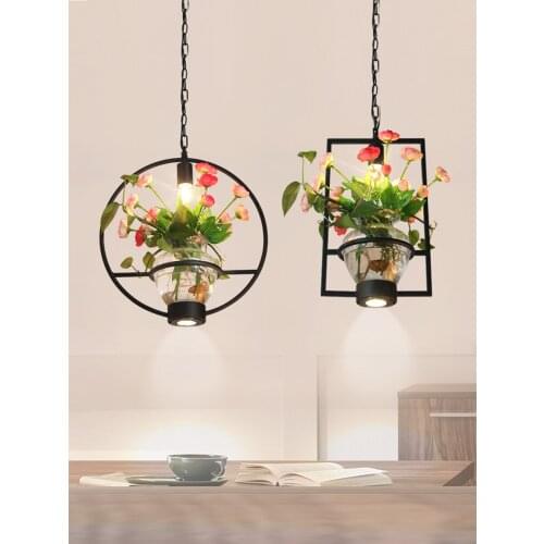 Water raise hydroponic green plants green basket droplight with lamp restaurant cafe tea hot-pot restaurant decoration
