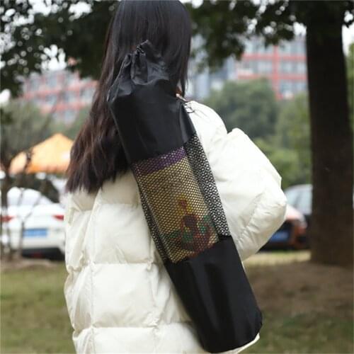 Yoga Mat Storage Bag Portable Mesh Patchwork Sports Tool Bag Black Fitness Bag Sports Equipment Accessories
