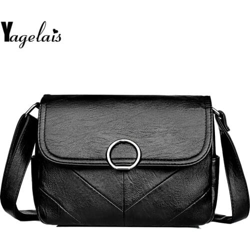 Womens Handbag Casual Wash Leather Handbag Female Designer Bag PU Leather Messenger Bag Shoulder Small Square Bag