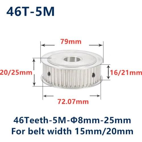 46 Teeth HTD 5M Synchronous Timing Pulley Bore 8/10/12/14/15/16/17/19/20/22/25mm for Width 15/20mm HTD5M Gear 46Teeth 46T