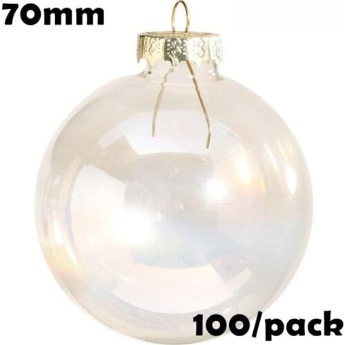 Free Shipping DIY Paintable Iridescent/Rainbow Christmas Decoration Ornament 70mm Glass Ball, 100/Pack