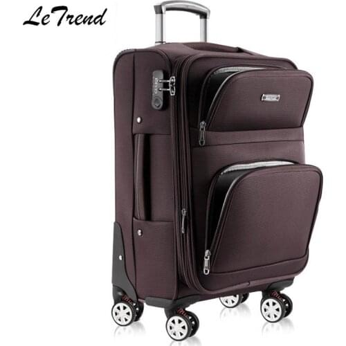 Letrend Women Rolling Luggage Spinner Wheel Suitcase Oxford Womens Bags Travel Bags 20 inch Student Cabin Trolley