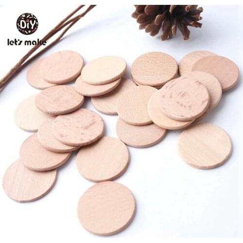 Lets Make Customize 37mm 100pcs Beech Wooden Discs Flat DIY Bead Jewelry Baby Accessory BPA Free Wood Teether Custom Name