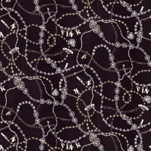 145cm*100cm designer fabric sewing fabric for dress silver chain twill silk direct injection through bottom printing fabric