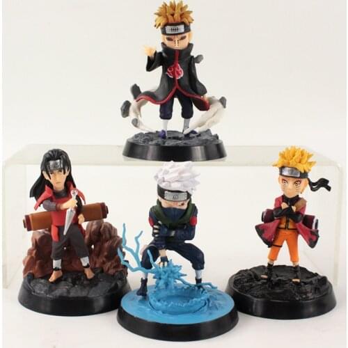 8.5-9.5cm 4pcs/Lot Anime Naruto Character Kakashi Sakura Sasuke Itachi Obito Action Figures Doll Vinyl PVC Model Toys Gift