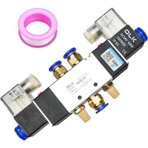 4V220-08/4V320-10/4V420-15 Solenoid Valve 2 Position 5 Port Pneumatic Air Valves DC12V DC24V AC110V AC220V Double Coil