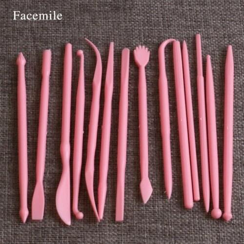Facemile New Brand 14pcs DIY Cake Flower Modelling Tools Sugarcraft Kit Set Color Pink 03044 Gift