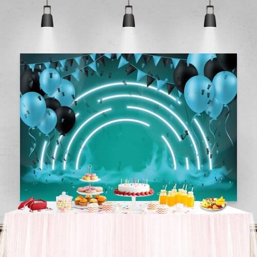 Laeacco Fantasy Stage Birthday Backdrop For Baby Shower Party Decro Balloon Portrait Customize Photography Backgrounds Photozone