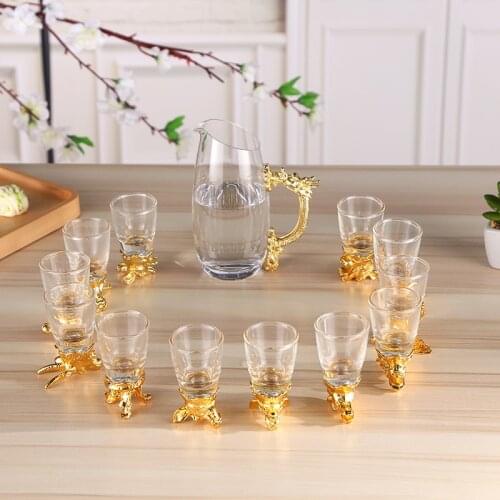 China 12 Zodiac Wine Glasses Chinese National Treasure Beer Mug Wine Decanter Set Drinkware Bar Tool Cups Creative Gift