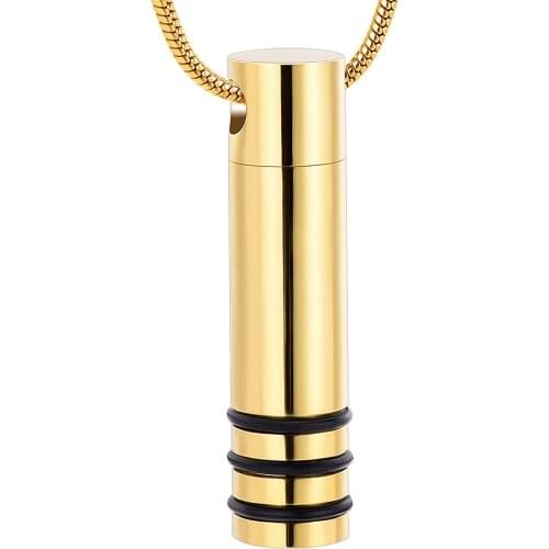IJD8067 Classic Cylinder Cremation Necklace Ashes Holder For Human/Pet Memorial Urn pendant Keepsake Jewelry - PVD Plating