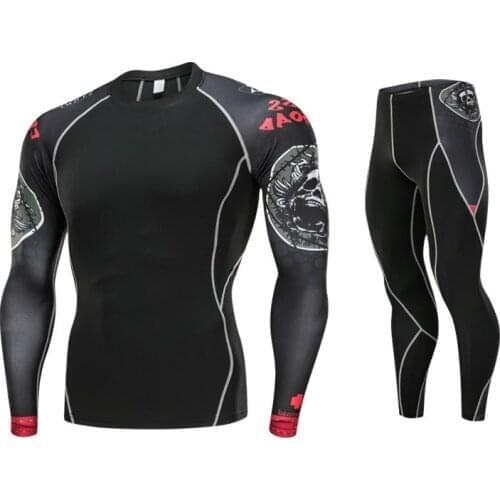Mens Compression Clothing Set rashgard male base layer sport thermal underwear mens full suit tracksuit spandex tights Jogging