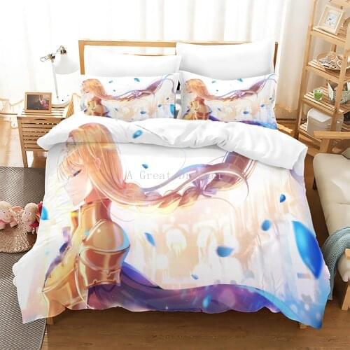 Anime Girl Sword Sword Art Online Duvet Covers Pillowcases 2/3Pcs Bed Linen Kirito Kirigaya Comforter Bedding Set