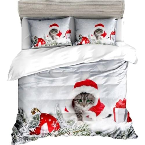 Christmas 3d dog and cat print bedding sets comforter duvet cover set bedsheet Pillowcase Bedlinen 3pcs