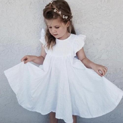 Girls Summer Dresses White Cute Baby Dress Kids Clothes Beach Cotton Childrens Vestidos