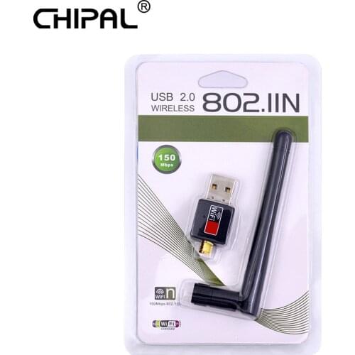 CHIPAL 150M Mini USB WiFi Adapter Receiver Dongle Wireless Network LAN Card 802.11n/g/b Antenna With Driver CD Retail Packege