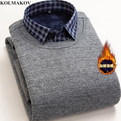 KOLMAKOV New Mens Autumn Blouses Long-sleeve Mens Shirts 2019 Fashion Fall Tops Thick Pullovers Camiseta Hombre Plus Size L-4XL