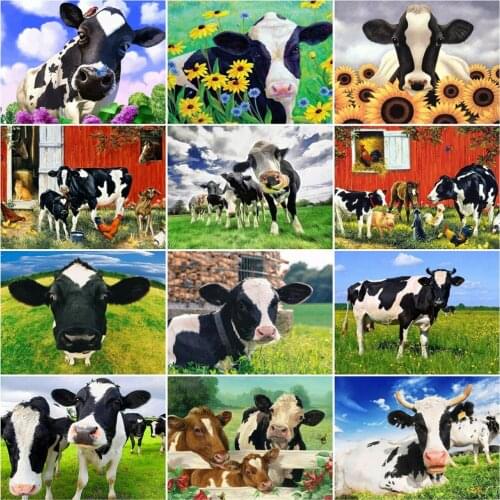 HUACAN Oil Painting By Number Cow Drawing On Canvas HandPaintedArt Gift Pictures By Number Animal Kits Home Decor