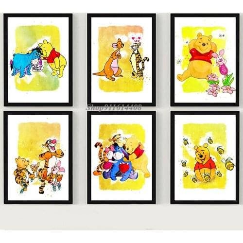Disney Wall Art Prints Posters Decor Anime Cartoon Winnie The Pooh and Friends Canvas Painting Pictures Bedroom Home Decoration