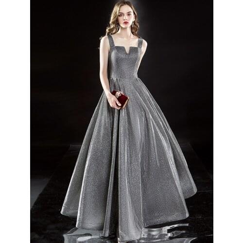 New Womens Gradient Evening Dresses Sequin Iuusion Neck Contrast Color Party Gown Formal Prom Dress Vestidos de Noiva