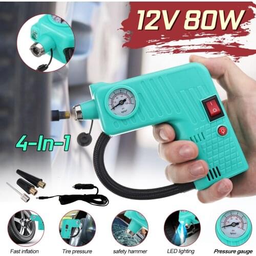 New 12V Portable Air Inflator Compressor Pump Cordless Tire LED Safety Hammer Compressor For Motorcycle Electric Auto Bike Balls
