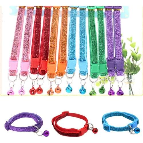 1pc Pet Multicolor Collar, Sequin Patch Design Puppy and Kitten Collar, Inlaid With Shiny Bells Pet Dog Cat Collar Shiny Sequins