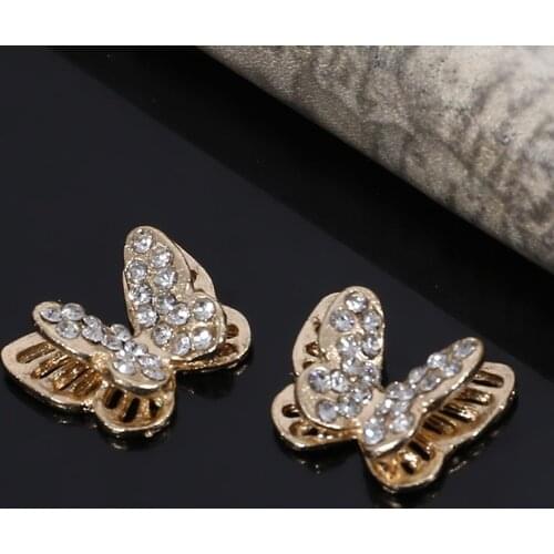 2018New 100Pcs Butterfly Rhinestone Embellishment Button for DIY Hair Accessories or Decorative Phone Case ZJ135