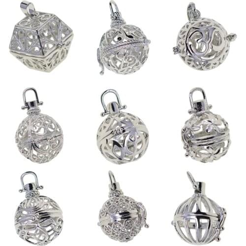 Alloy Blank Pearl Beads Cage Pendant Charms Memory Locket Pendants Settings for DIY Necklace Bracelet Earrings Jewelry Making