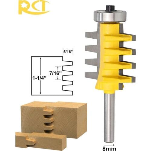 RCT 8mm Shank Rail Reversible Finger Joint Glue Router Bit Cone Tenon Milling Cutters For Carpenter Woodworking Tools