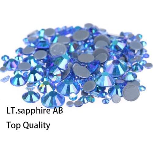 Nail art decorations LT.sapphire AB AAA high Quality Glass Crystal SS16-SS30 Hotfix Rhinestones For clothing Garment Accessorie
