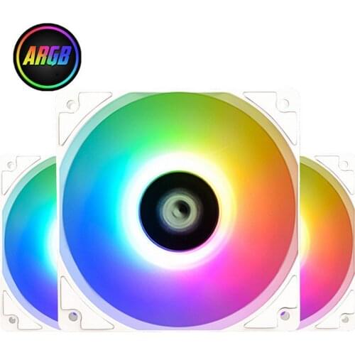 VODOOL XF-12025 12cm Cooling Fan DC 12V 3 Pin ARGB CPU Fan 4 Pin Power Supply Silent Colorful Lighting Cooler Radiator for PC