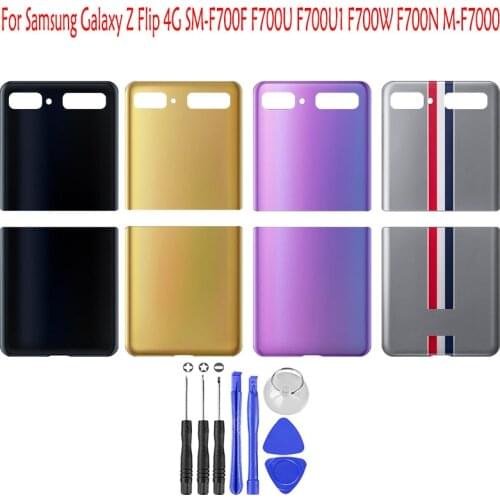 1 Pcs (Checked) For Samsung Galaxy Z Flip 4G SM-F700 F7000 Back Battery Cover Rear Door Housing Case Replace Part+Adhesive