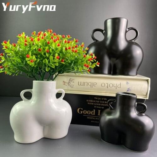 YuryFvna Female Body Vase Ceramic Vase Suitable for Modern Home Decoration Indoor Planting Flower Pot Living Room Christmas Gift