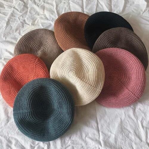 Spring Winter Women Wool Berets Sweet Solid Caps Female Causal Bonnet Flat Cap Lady Painter Walking Hats