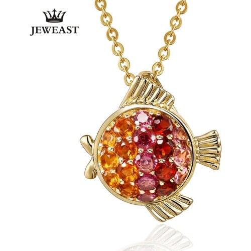 ZNZOZB Pisces Natural topaz 9K Pure Gold Pendant Real Solid Gold Upscale Trendy Classic Party Fine Jewelry Hot Sell New 2020