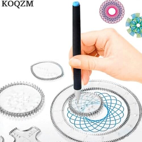 School Supplies 1set Spirograph Deluxe Set Design Tin Set Draw Spiral Designs Interlocking Gears & Wheels Draw Educational Toys