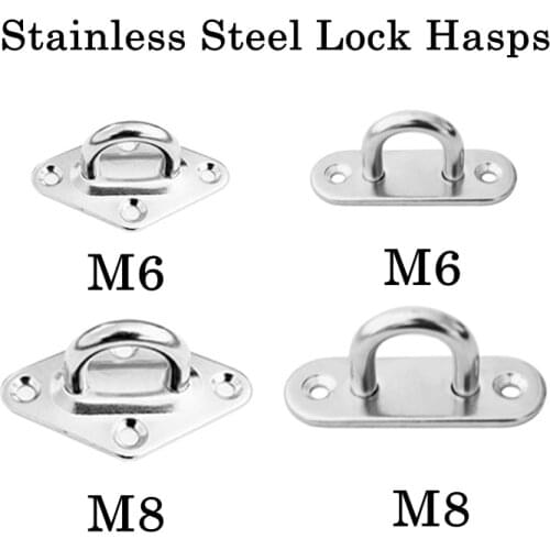 1pc M6/M8 Stainless Steel Lock Hasps Sunshade Sail Accessories Eye Plate Rhombus/Oval Shape Door Buckle