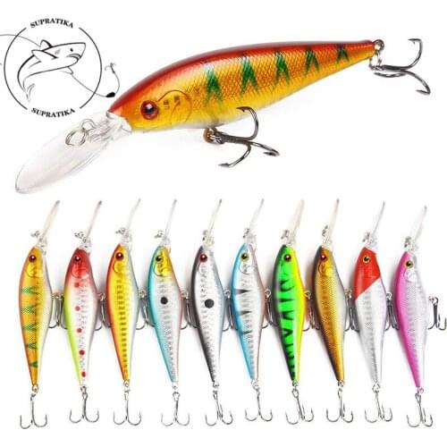 10Pcs/lot 11cm 9.5g 3D Eyes Lifelike Minnow Hard Bait With 2 Treble Hook Fishing Bait Lures For Ocean River Pesca