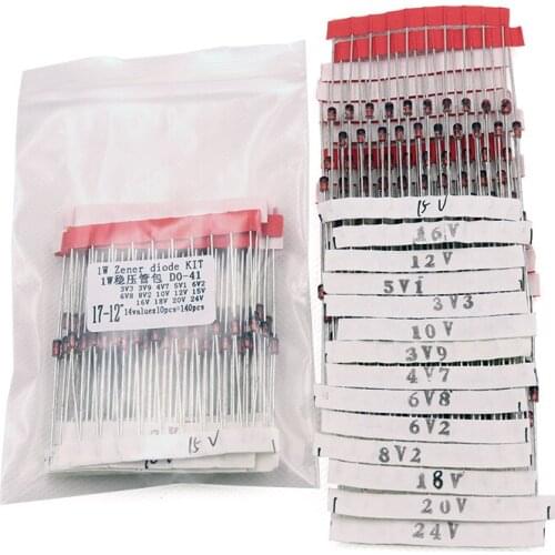 14values*10pcs=140pcs 1W Zener diode kit DO-41 3.3V-30V component diy kit free shipping