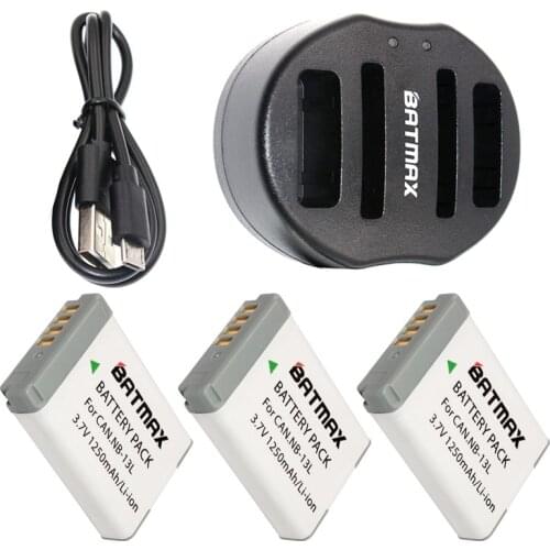 3pPcs NB-13L NB 13L Batteries + USB Dual Charger for Canon PowerShot G1 X Mark III G5 X G5X G7 X Mark II G7X G9 X G9X SX720 HS