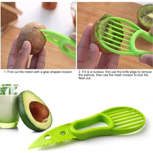 3-in-1 Avocado Slicer Shea Corer Butter Peeler Fruit Cutter Pulp Separator Plastic Knife Kitchen Vegetable Tools Kitchen Gadget