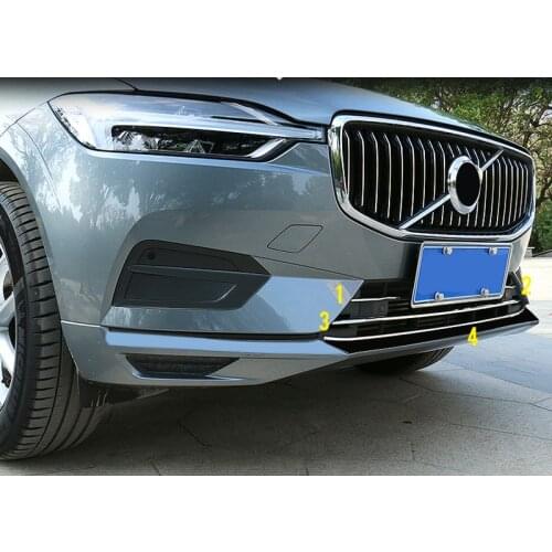 4PCS Stainless Steel Front Bottom Grille Cover Decoration Trim For VOLVO XC60 2018 2019 2020 (Not fit for Sport Model)