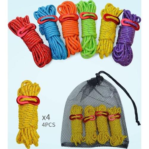 4pcs Wind Rope with S-Shaped Hooks Buckle for Outdoor Camping Hiking Survival Parachute Cord Lanyard Tents Rope Strap