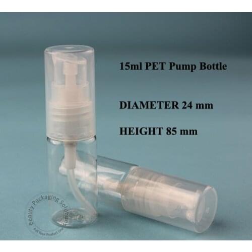50pcs/lot Plastic 15ml Lotion Emulsion Container PET Facial Cream Pump Spray Bottle 1/2OZ Packaging Transparent Cap