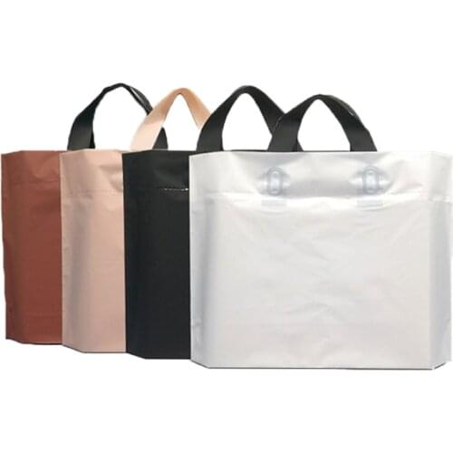 50Pcs/Lot Thicken Plastic Wedding Party Handle Bags Clothes Store Shopping Bags Big Sizes Carry Bags Plastic Gift Bag 5 Sizes