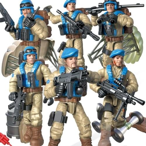6Pcs United Anti-Terrorism Forces Soldiers Set Small Particle Figure Weapon Toy